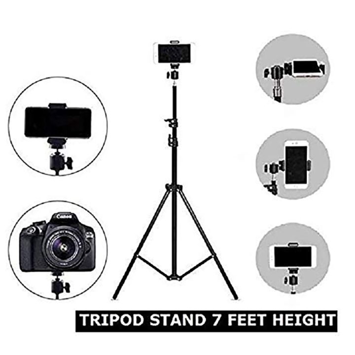 Feet (200 CM) Long Tripod Stand with Adjustable Mobile Clip 360-degree  Rotate Head for Mobile