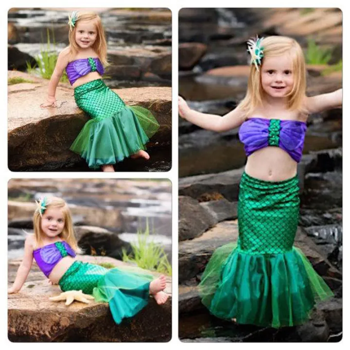 New On Sale Baby Girls Ariel Little Mermaid Tail Bikinis Set