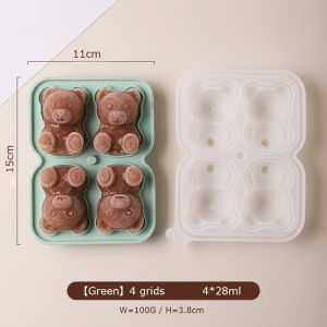 SUBURB Bear Ice Mold Ice Cube Trays 3D DIY Drink 4PCS Frozen Mold Cold Coffee Juice Bear Silicone Molds Kitchen Cool Down Tool