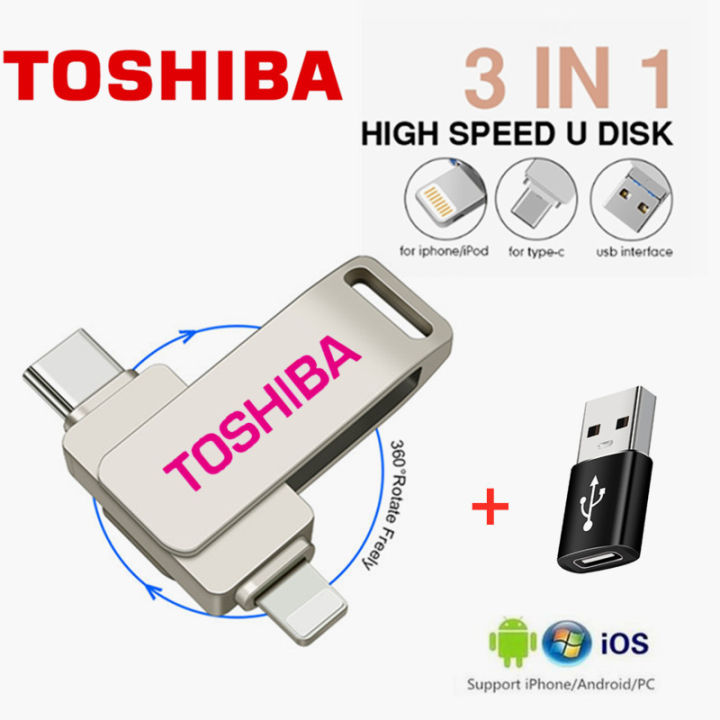 TOSHIBA Lightning Flash Drive with TYPEC Interface 512GB 1TB OTG USB Flash Drive for IPhone