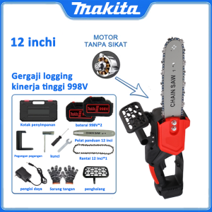 MAKITA Mesin Chainsaw 12 /10 /8 /6 /4 inci Cordless Chainsaw 998V Gergaji Baterai 2 Baterai Handheld ChainSaw Gergaji Mesin Mini-COD