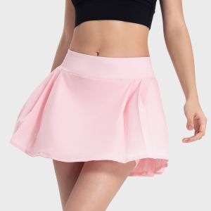 Women Sport Skort with 3 Pockets Hydro Cool Quick Dry Anti-glare Pleated Skirt with Shorts 2in1 Daily Golf Tennis Badminton Running Pantskirt