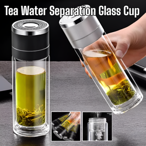 Large Capacity Tea Water Separation Glass Cup Double Layered Heat-Insulated High-Temperature Resistant Tea Brewing Water Bottle