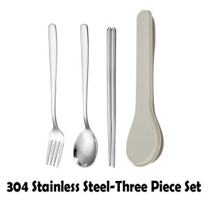 304 Stainless Steel Cutlery Three-Piece Set Portable Box Chopsticks Spoons Fork Students Outdoor Clan Traveling