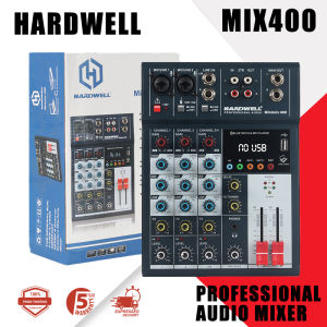HARDWELL MIX400 มิกเซอร์ขนาดเล็กพร้อมมิกเซอร์ลิงค์ Bluetooth/USB พร้อมมิกเซอร์ไฟฟ้า Phantom 48V+ มิกเซอร์ขนาดเล็กพร้อมมิกเซอร์ลิงค์