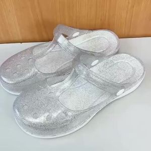 [Free Shipping] Summer Sandals For Women Closed-Toe Thick-Soled Beach Shoes Summer Seaside Hollow-Out Clogs Thickened Soft-Soled Slippers