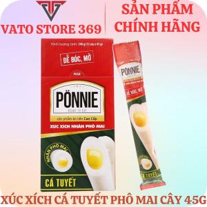 Xúc xích PONNIE cây 45g ( Thịt heo 88% - Thịt heo xông khói - Cá tuyết )