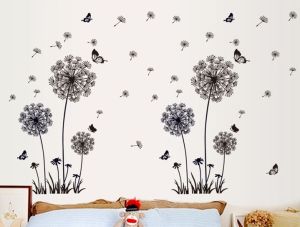 Decal dán tường Bộ đôi bồ công anh đen-2H83-flowerdecal-Scenedecal