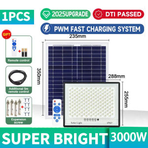 Samsung BUY 1 TAKE 1 Solar Light 3000W Outdoor Waterproof LED Solar Lamp With Remote Spotlight Light Street Light Home Garden Light