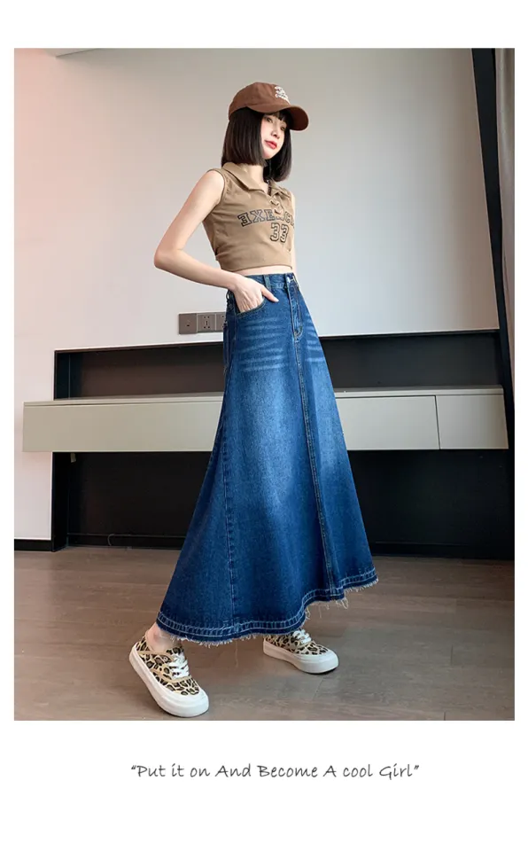 FairyTaill 40 115KG M 6XL Summer New Women s Long Denim Skirt Vintage High Waist Jeans Skirt Female Casual Floor Length A Line Skirt Plus Size 201D246 Lazada PH