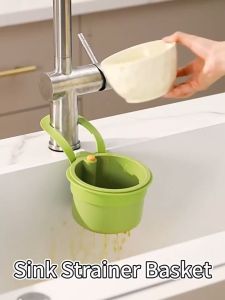 Wall Hanging Sink Drain Basket Detachable Food Waste Filter One Press Residue Dump Kitchen Strainer