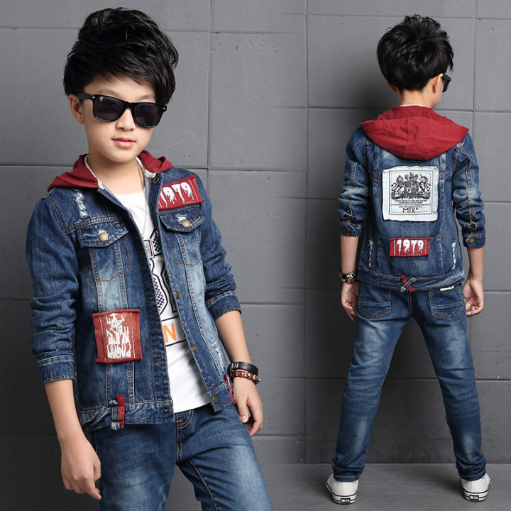 SUPERLI Children's clothing boy denim suit spring Korean children's