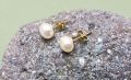 Fashionable Stainless Pearl Earrings, Different Sizes, 1 Pair. 