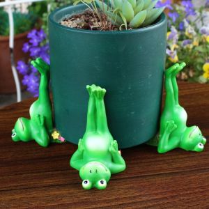 DSGTG 3Pcs Miniature Handstand Frog Planter Pot Feet Cute Decorative Frog Figurines Planter Frog Planter Holder Resin Flower Pot Footstool for Home