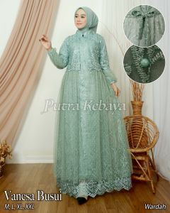 GAMIS BUSUI VANESA TILE FULL BRUKAT MUTIARA SIZE M L XL XXL DRESS KONDANGAN GAMIS TILE BRUKAT MUTIARA GAMIS REMAJA