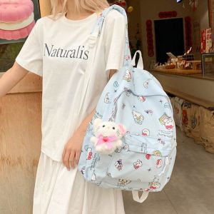 EHTYR Anime Kitty Cat Backpack Large Capacity Nylon KT Cat Bookbag Cute Waterproof Cartoon School Bag Kids