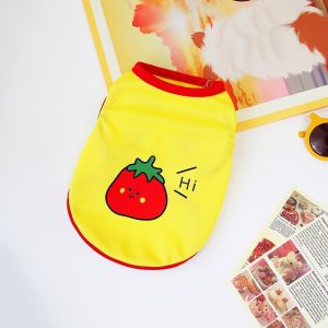 Vest pet spring and summer vest fruit strawberry pear printeautiful dog cat clothes Vest mesh breathable puppy clothes