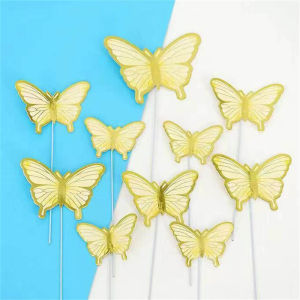 【10Pcs/set】 Butterfly Cake Topper Bouquet Birthday Cake Card Decoration Wedding Party Wall Party Cake Card Decoration