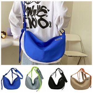 CRNGW Waterproof Nylon Crossbody Bag Half-moon Shape Solid Color Dumpling Shoulder Bag Elegant Stroge Bag Sports Message Bag Lady/Girls