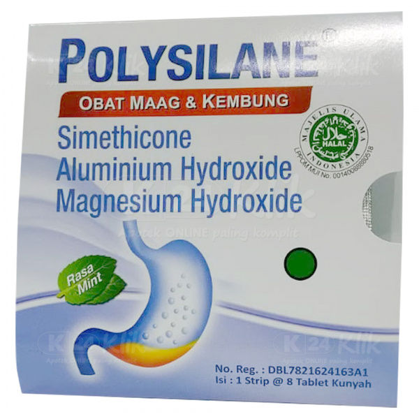 POLYSILANE TABLET Obat Asam Lambung/Perut Kembung/Maag/Nyeri Ulu Hati Perstrip