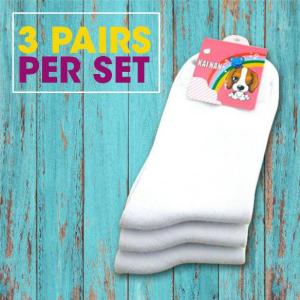 3 Pairs White Sock/School Socks/Kid Socks/student Socks/Cotton Socks/white crew socks