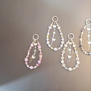 High Quality Alloy and Acrylic Butterfly Key Holder with Accent Beaded Keychain Ideal for Trendy Women