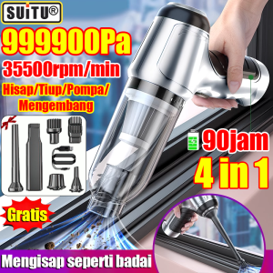 Bersihkan dalam 1detik ST Wireless Car Vacum Cleaner 999900pa 4 in1 6 jenis mulut hisap Hisap/Tiup/Pompa/Mengembang Multifungsi Portabel Tenang dan nyaman Bisa dipakai di mobil dan rumah(Penghisap Debu Mobil Vacuum Cleaner Mobil vacuum cleaner multifungsi