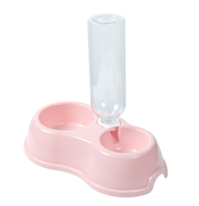 ชามอาหารสัตว์เลี้ยง กันหก มีถาดรองใหญ่ ชามน้ำอาหาร พร้อมที่ให้น้ำอัตโนมัติ ชามสแตนเลส ชามข้าวแมว