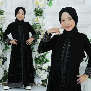 Gamis Abaya Turkey Anak Hitam Dubai Haura Silver Kids Muslim Syari Anak Model Terbaru 2022 Perempuan Cewek Muslimah Anak 12 Tahun Abaya Couple Ibu dan Anak Ym deFashion Baju