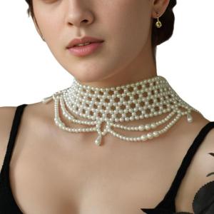 Elegant Layer Pearls Necklace For Women Classical White Beads Multi Strand for Formal Event and Daily Wear
