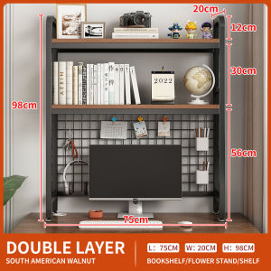Spot/Book Rack Organizer Desk Organizer Rack Computer Desk 2 Layer Bookcase Wooden Bookshelf Desktop