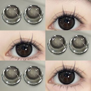 Beautiful Eyes 1 Pairs of Color Comistics Contact Lenses with Grade Brown Black Doll Eye Contact Lensece 14.2MM Diameter Daily Cute Comfortable Yearly