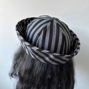 Sweet Y2K Stripe Sailor Hat Cotton Cute Navy Hat Plaid Flipped Brim Captain Hat Stage Performance