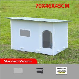 HATELI Outdoor Stray Cat House Multiple Kitty Feral Cat Houses Weatherproof Shelter for Ferrel Cats Durable PP Material Elevated Four-season Enclosed Warm House for Small Animals