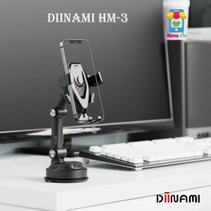 HM-3 Holder hp mobil Dudukan handphone universal untuk pemasangan di dashboard kaca meja lemari bisa potrait landscape 360 derajat
