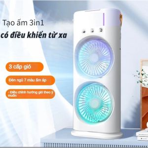 Quạt điều hòa tích điện phun sương để bàn 2 tầng xoay tự động 360 độ dung lượng pin 4500MAH sài liên tục 6h đến 8h