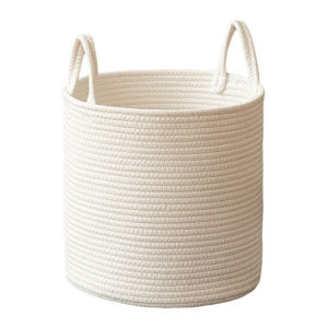 JustLiving Jute Rope Woven Laundry Basket Tall Woven Collapsible Baskets for Blanket Organizing Clothes Hamper for Bedroom Storage Laundry Room Clothes Organization Hamper Living Room Home Decor