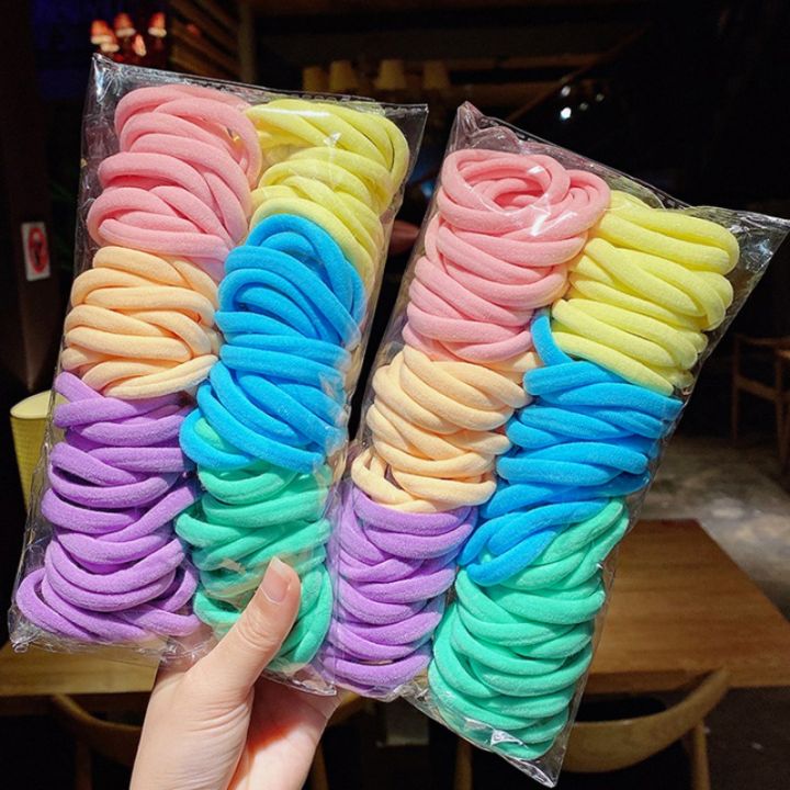 50/100/200pcs Set Big Hair Ties for Kids Korean Fashion Simple High ...