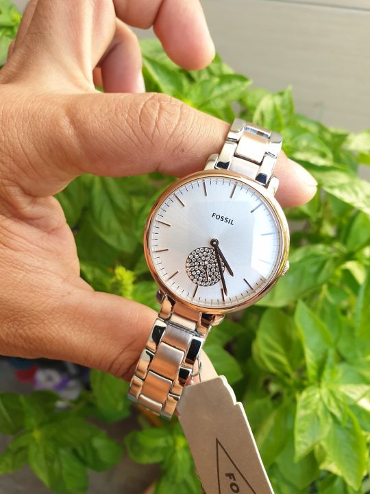 Original Fossil Jacqueline Quartz Women s Watch Crystal Accented Rose Gold Two tone Stainless Steel With 1 Year Warranty On Mechanism Lazada PH