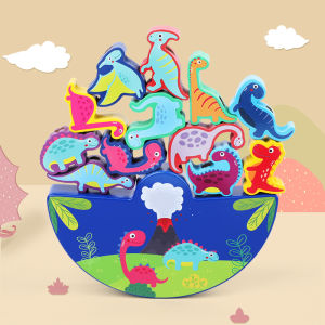 Wooden Dinosaur Balancing Toy  | Stacking Block | Balancing Blocks | Concentration Balance Coordination Skills Training | Toddler | Educational Toy | Baby Gift | BABYMAMA