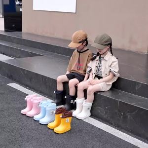 Cute Kids Rain Boots for Girls Waterproof Non Slip Rubber Shoes for Toddlers Kindergarten Outdoor Wear