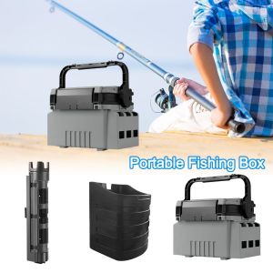 MECOME Multifunctional Portable Fishing Box Large Capacity Compact Design Fishing Rod Stand Outdoor Activities Rod Storage Box Fishing Accessories