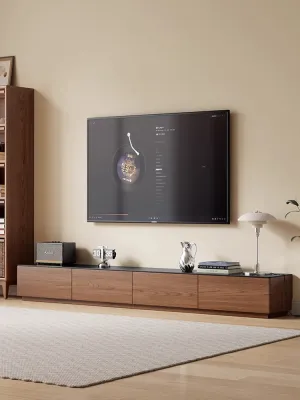 Walnut color dump drawer TV cabinet modern simple living room floor cabinet 90/180cm optional storage cabinet set-top box storage suitable for 35-75 inch TV