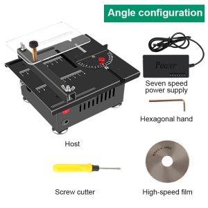CHUANGCHAO Mini Multi-Functional Table Saw Adjustable Speeds & Angle Portable Mini Desktop Electric Saw with More Accessories for DIY Handmade Projects Wood Acrylic Plastic PCB Boards Cutting