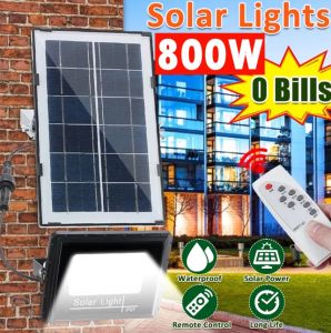 800W Energy Saving Solar Light High Brightness LED Lamp Outdoor Waterproof Solar Panel with Smart Remote Control
