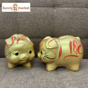 Heo đất chữ tài lộc nhũ vàng ánh kim size đại (27x17x18cm) bỏ tiền tiết kiệm