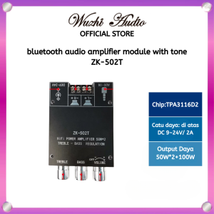 Wuzhi Audio | ZK-502T Versi Nada Bluetooth 5.0 Audio Power Amplifier Papan Modul  TPA3116D2 50W * 2 Penyesuaian Bass Tinggi Subwoofer Dual Channel Stereo