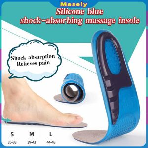 Elastic Silicone Gel Orthotic Sport Insert Running Insoles support arch massage Shoes pads Cushion Blue