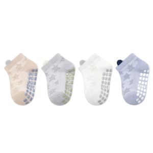 DOWNA 4Pairs/Set Thoáng khí Tất trẻ em Bông Tất ngắn lưới cho bé Chất lượng cao Chống trơn trượt Tất đi sàn cho bé trai bé gái Xuân Hè