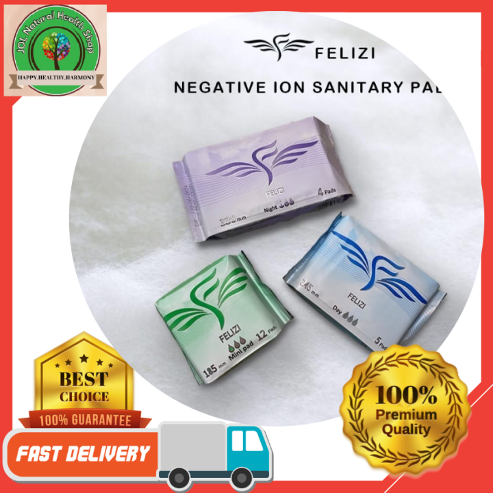( 8 Packs ) FELIZI Natural Negative Ion Sanitary Pad Tuala Wanita